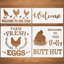 Hen Chicken Farmhouse Stencils, 4 Pcs Farm Eggs Hen Chicken Farmhouse Rustic ...