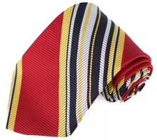 Vintage Sears Tie The Men's Store 1970's Red Yellow Stripes Wide 57  L x 4  W