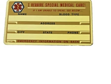 Special Medical Care Information Blank Metal Social Security  Card