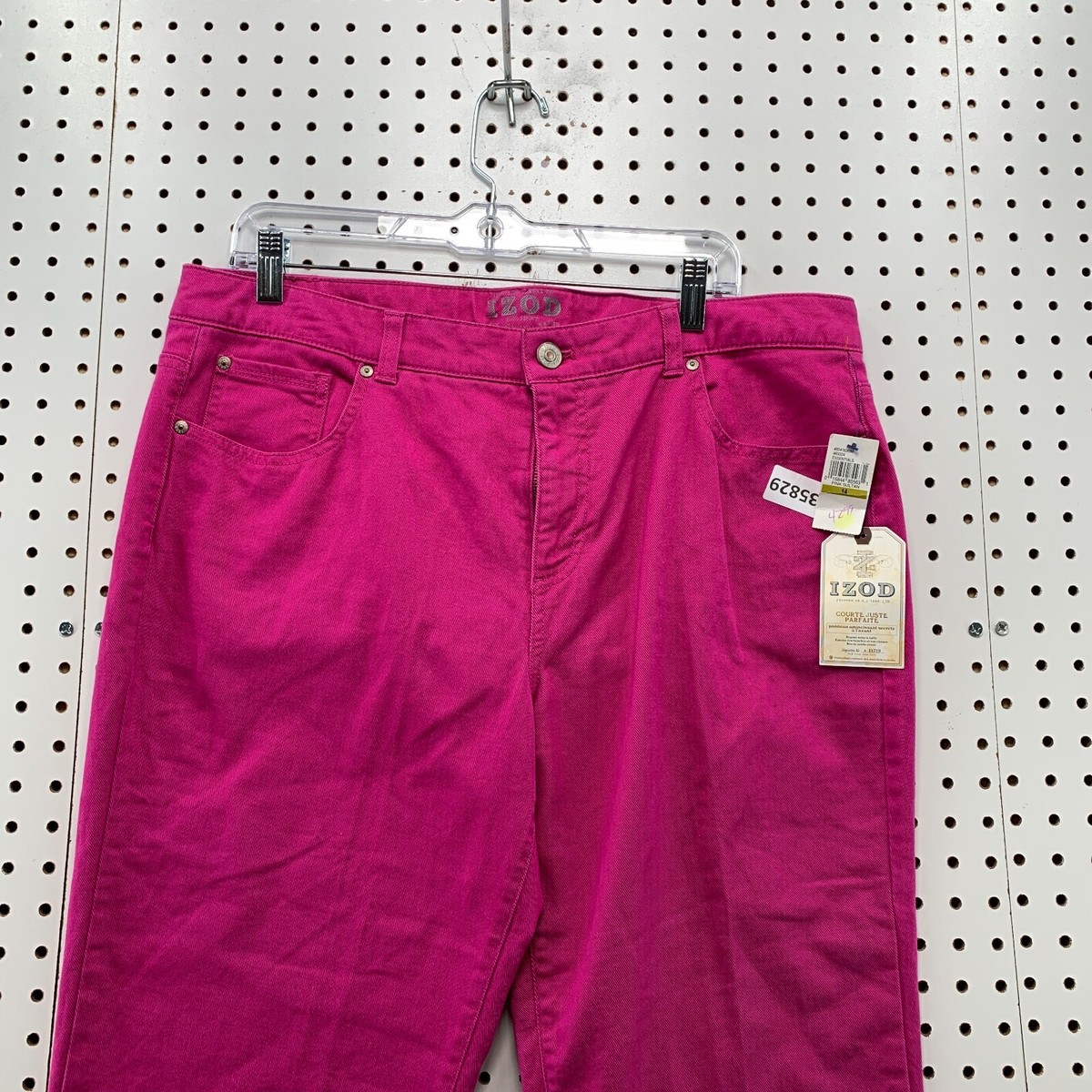 K NEW IZOD Pink Denim Crop Jeans Womens Size 14 36x22 Secret