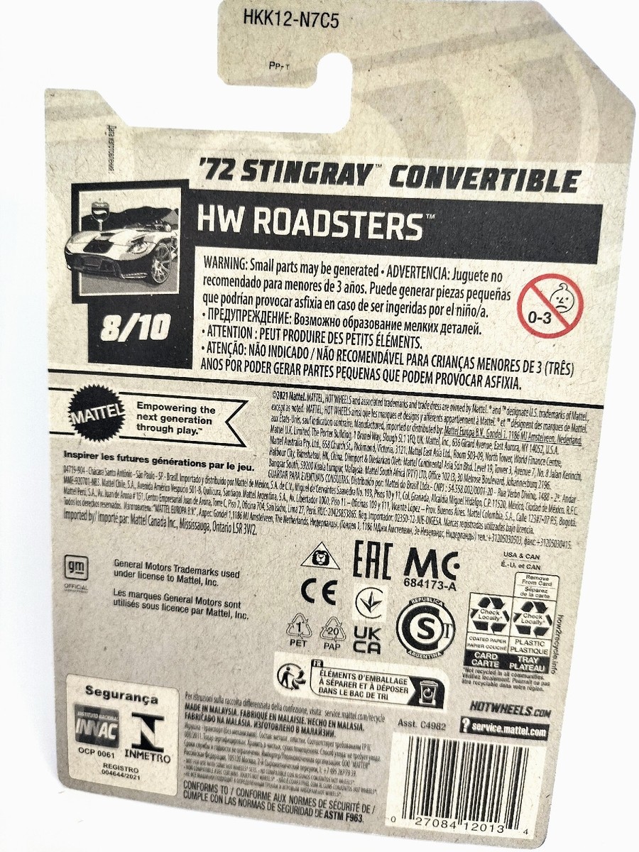 72 STINGRAY CONVERTIBLE #132 2021 Hot Wheels HW ROADSTERS 8/10 NEW