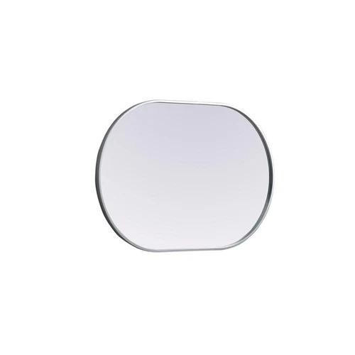 Elegant Decor Asha 24x36" Oval Modern MDF Wood/Iron Mirror in Silver - Picture 4 of 11