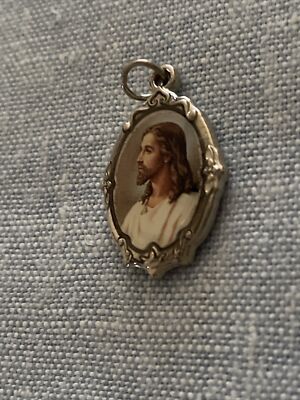 Our Lord Jesus Christ Medal  Pendant Charm - Silver Tone