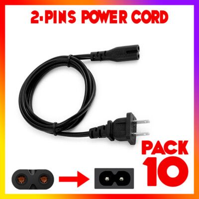 きのん。 10 pack US 2 pin AC Charger Adapter Power Cable For Vizio LG