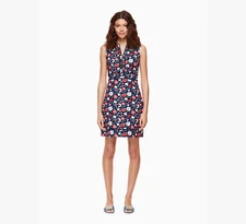 Kate Spade Floral Daisy Jacquard Sleeveless Sheath Mini Dress Boho Preppy Navy 2