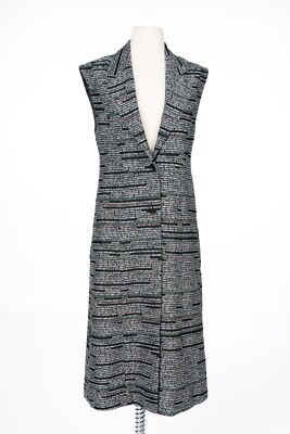 NWT CHRISTIAN DADA Black White Tailored Jacquard Long Vest Dress 36 Fits S