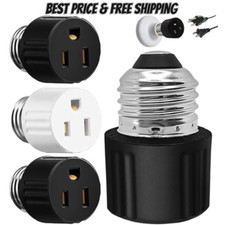 E26/E27 Light Socket to Plug Adapter 3 Packs 3 Prong Light Bulb Outlet Adapter