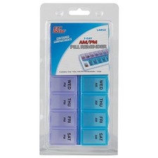 Ezy Dose Weekly AM/PM Push Button Pill Planner Contoured Compartments - Large