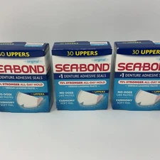 3 Pack Sea-Bond Upper Adhesive Denture Seals Original 30 Count