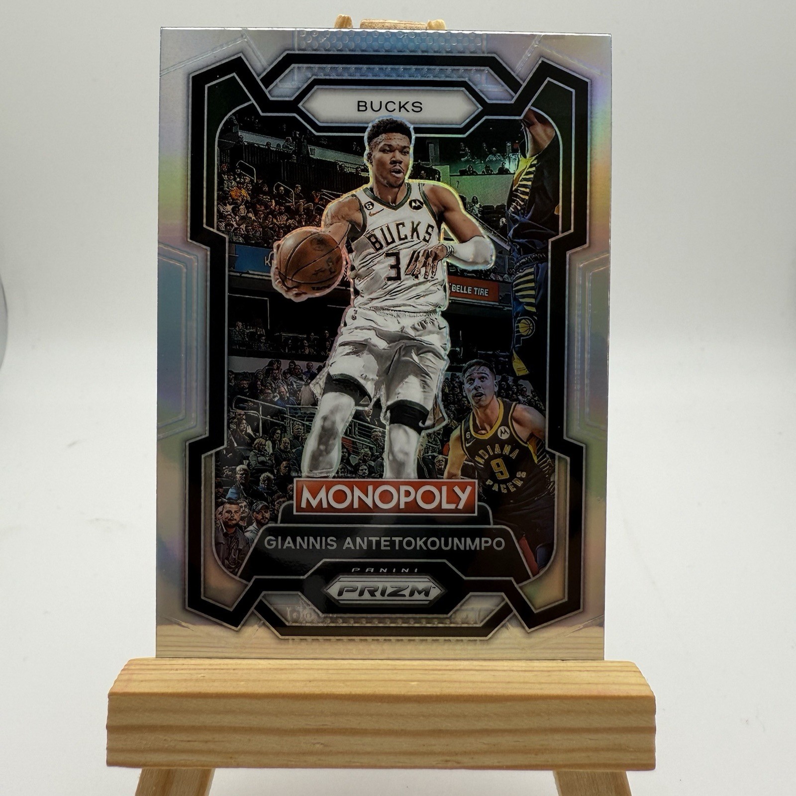 Giannis Antetokounmpo 2023-24 Panini Prizm Monopoly Silver Prizm Refractor #49