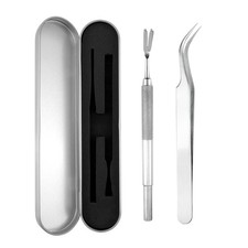 Tick Removal Tool Kit 2 PCS Stainless Steel with Storage Box for Dogs Cats