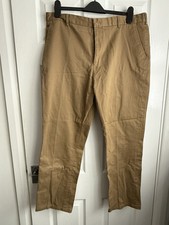 Jeff Banks Men's Beige Cotton Trousers 38R Slim Fit Zip Fly Chinos