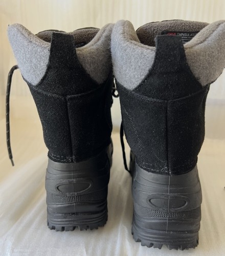 NORTIV8 Mens Black Snow Boots 6 Winter Insulated 3M Waterproof Terrey-1M Outdoor - Picture 5 of 17