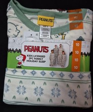 Peanuts Kids Licensed 2 pc Charlie Brown  Gang Holiday Pajama Set sz 10 NWT