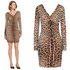 ROBERTO CAVALLI DRESS HERITAGE JAGUAR PRINT FORM FITTING $995 sz IT 40 4 US