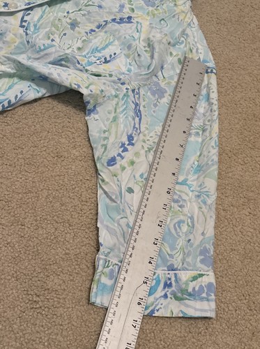 Lauren Ralph Lauren Pajama Set Capri Pant (L) Top (XL) Floral Pastel Monogram - Picture 11 of 17