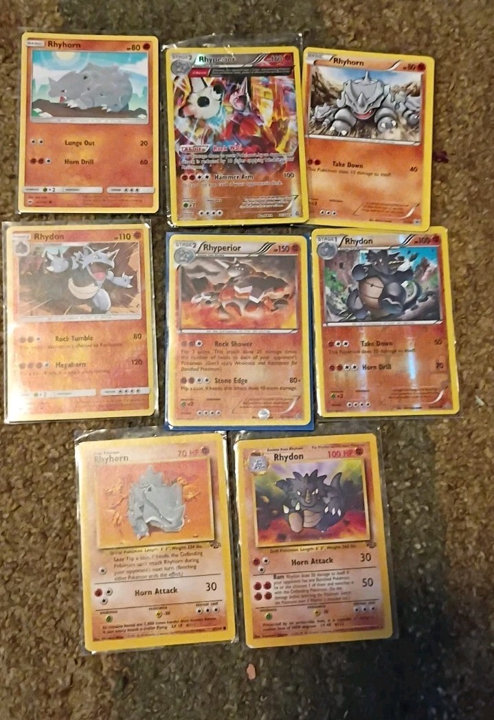 Pokemon 8 Card Set Of 2x RHYPERIOR, 3x Rhyhorns, 3x Rhydons, RARE HOLO SET