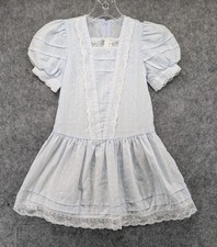 Vintage Gunne Sax Dress Girls 4 Lace Trim Puff Sleeve Jessica McClintock 80s
