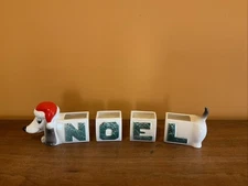  Lipper & Mann Creations Japan NOEL Christmas Dachshund Dog Ceramic Snack Set