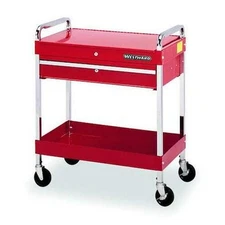Westward Tool Utility Cart Rolling Steel 1 Drawer Locking Red 30x16x35 Heavyduty