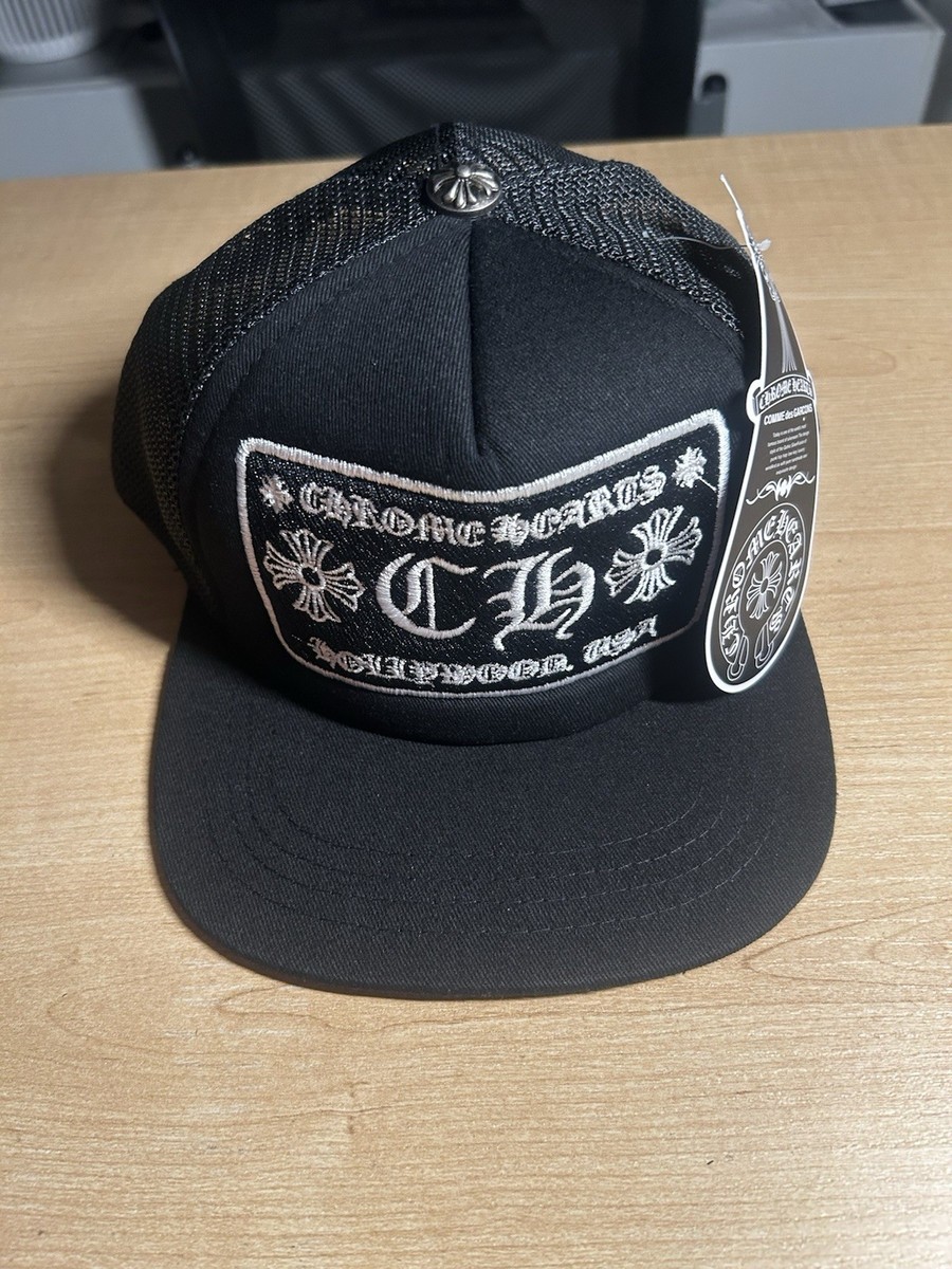 Chrome Hearts CH Black Trucker Hat Black/White Patch *BRAND NEW
