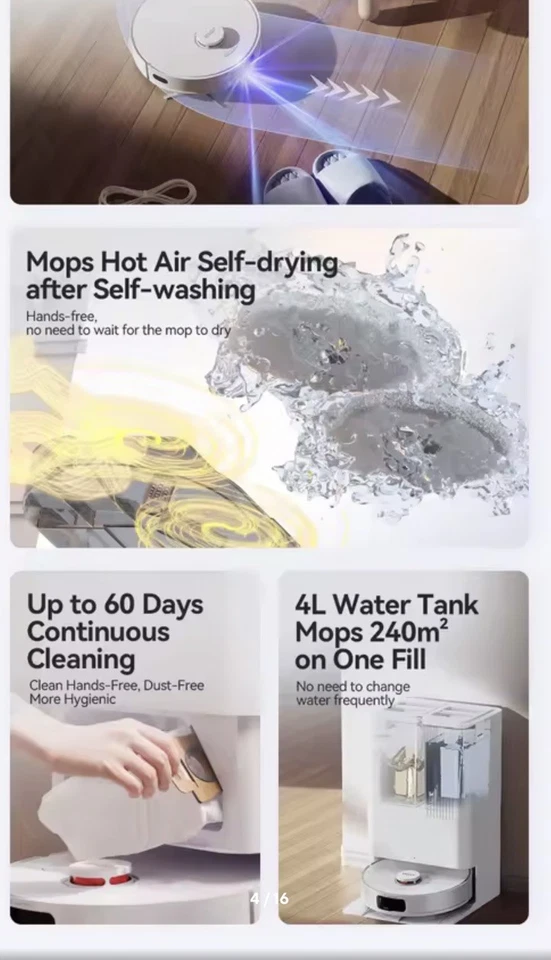 JONR P20 Pro Saugroboter mit Wischfunktion,All-in-One,Ausziehbarem Arm,8000Pa - Bild 4 von 4