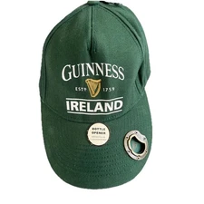 Guinness Baseball Hat Ireland Green Beer Bottle Opener On Brim Men’s Size L New