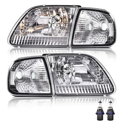 Headlights F150 1997-2004 F250 1997-1999 Expedition 1997-2002 Clear Chrome