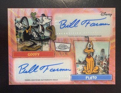 2026 Topps Disney Neon Goofy Pluto Duel Auto /5 Red Wave Bill Farmer