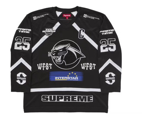 Supreme Rhinestone Hockey Jersey Black SS25 size M