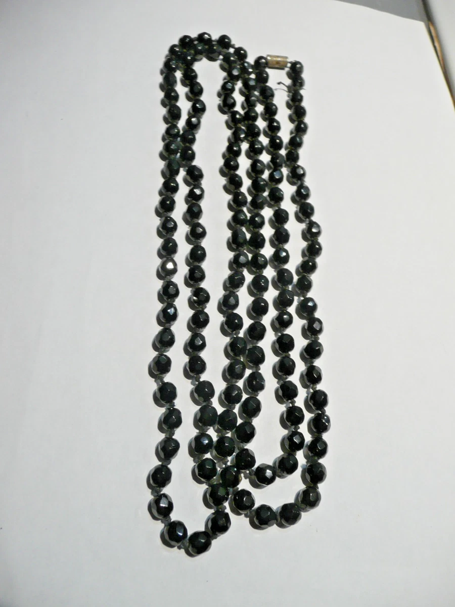 ANCIEN COLLIER PERLES de Verre Noir Bijou de Deuil Mourning Jewell Napoleon III EUR 62,00 - FR