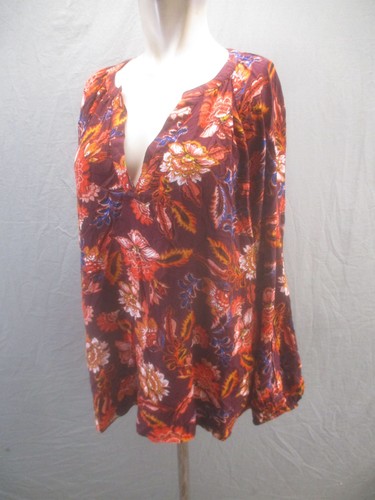 Old Navy Größe XL Damen mehrfarbig Blumenmuster V-Ausschnitt Langarm Beauty Top 721 - Bild 3 von 9
