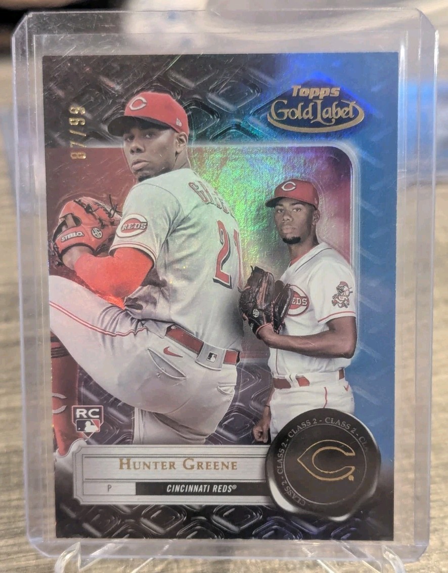 2022 Topps Gold Label Hunter Greene Rookie RC #34 Reds Class 2 Blue Parallel /99