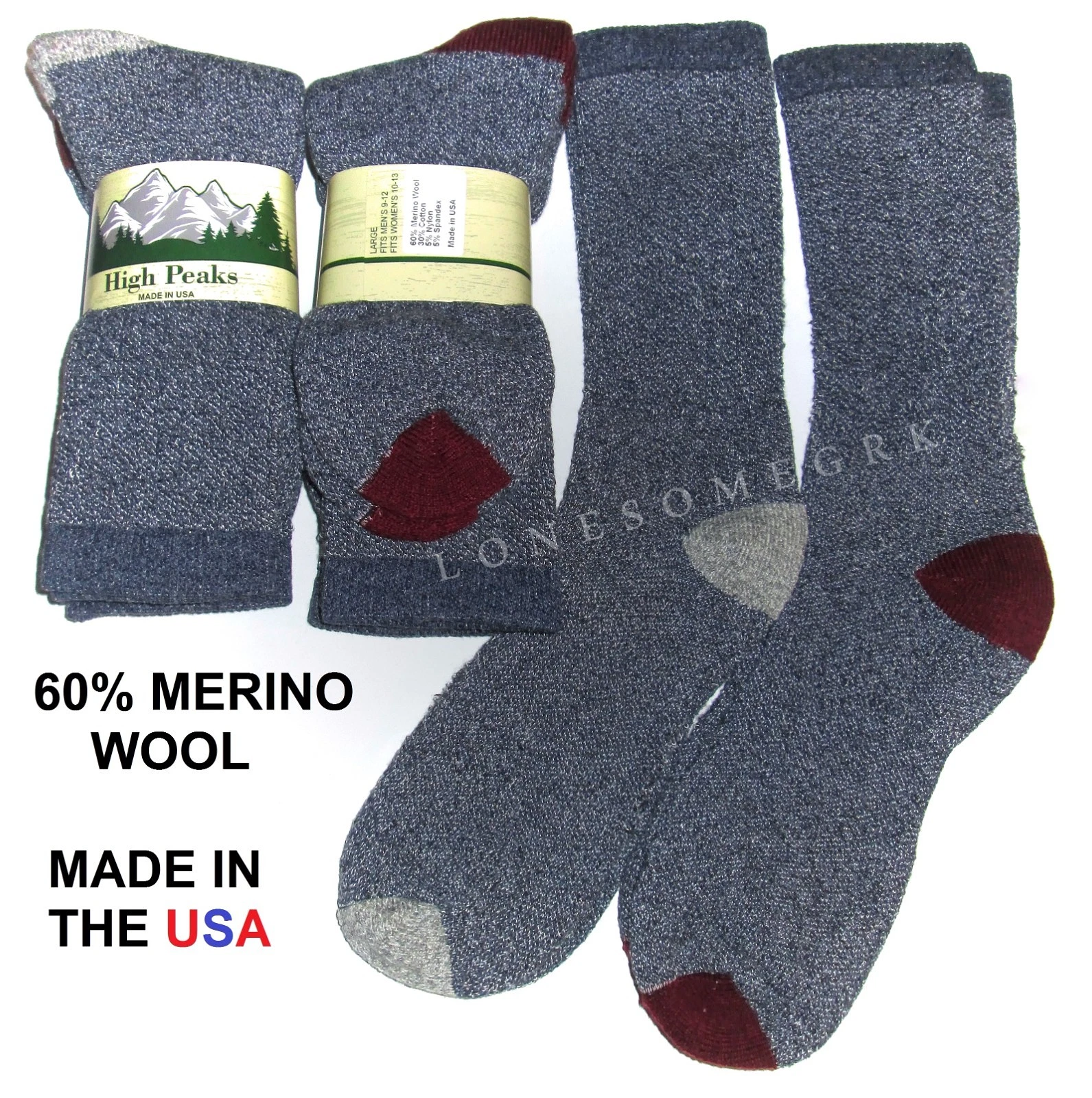 4 Pairs Mens 60% Merino Wool Cushioned Thermal Mid Weight Mid Calf US Made Socks
Opens in a new wind