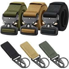 3 Packs Tactical Belt, Military Style Webbing Riggers Web Belt Heavy-Duty Qui...