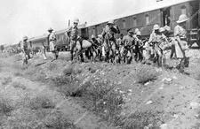 crp-63617 1936 British troops deal w overturned railroad train Arab terrorists r
