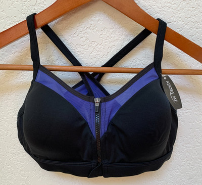 ADORE ME Wirefree Zip Front Cross Back Sport Bra Size Medium Yoga Gym Ships FREE