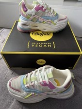 Buffalo Vegan Chunky Platform Trainers White Multi Colour Women’s Size UK 3 EU36