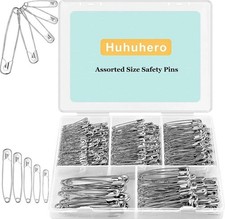 340 Pcs Safety Pins Assorted Sizes 5 Sizes Silver Nickel Plated Steel Sewing Cra