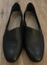 Clarks Women  s Juliet Palm Black Leather Slip On Loafers Size 7 M