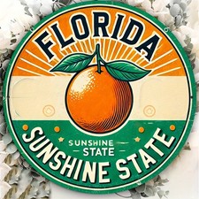 1pc Vintage Florida Sunshine State Tin Metal Signs, 8-Inch Retro Aluminum Wall