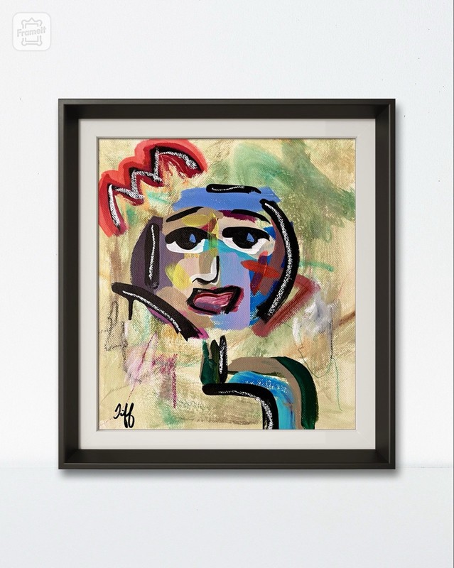 14x11 Unframed Original Expressionism Woman Handmade Acrylic