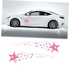 2Pcs Car Body Side Decal Auto Vinyl Sports Super Star Side Skirt Hood Pink