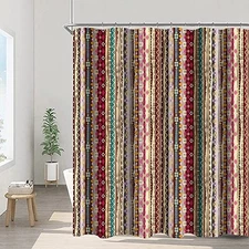 Bohemian Striped Shower Curtains Boho Indian 65"W x 72"L (Pack of 1) A#981