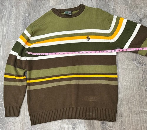 Maglione pullover vintage Y2K SOUTHPOLE verde marrone a righe 100% acrilico - Foto 6 di 16