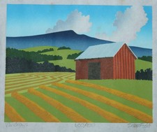 SABRA FIELD Woodcut Print WINDROWS 600/900 Signed LISTED VT ARTIST Lot AH