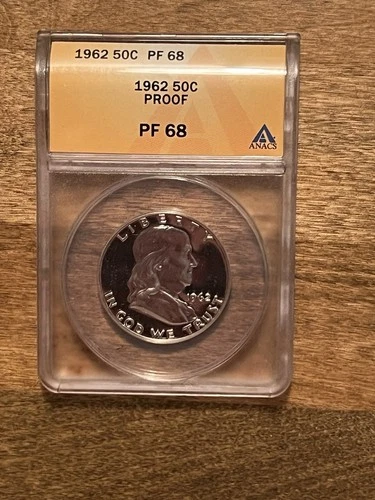 1962 PROOF Franklin Half Dollar 50c Certified by Anacs PF68