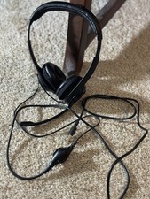 Black USB Wired Headband Headset Double Ear-Cup Boom Microphone Volume Control
