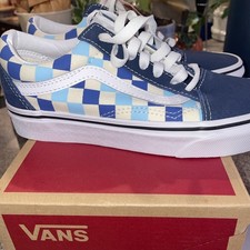 Vans Kid's Old Skool Sneakers Checkerboard Blue Topaz