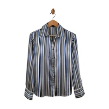 Kasper Women's Satin Striped Button-Down Blouse Size 12